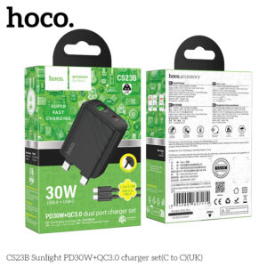 Bộ sạc Sunlight PD30W+QC3.0 CS23B (C đến C) (UK)